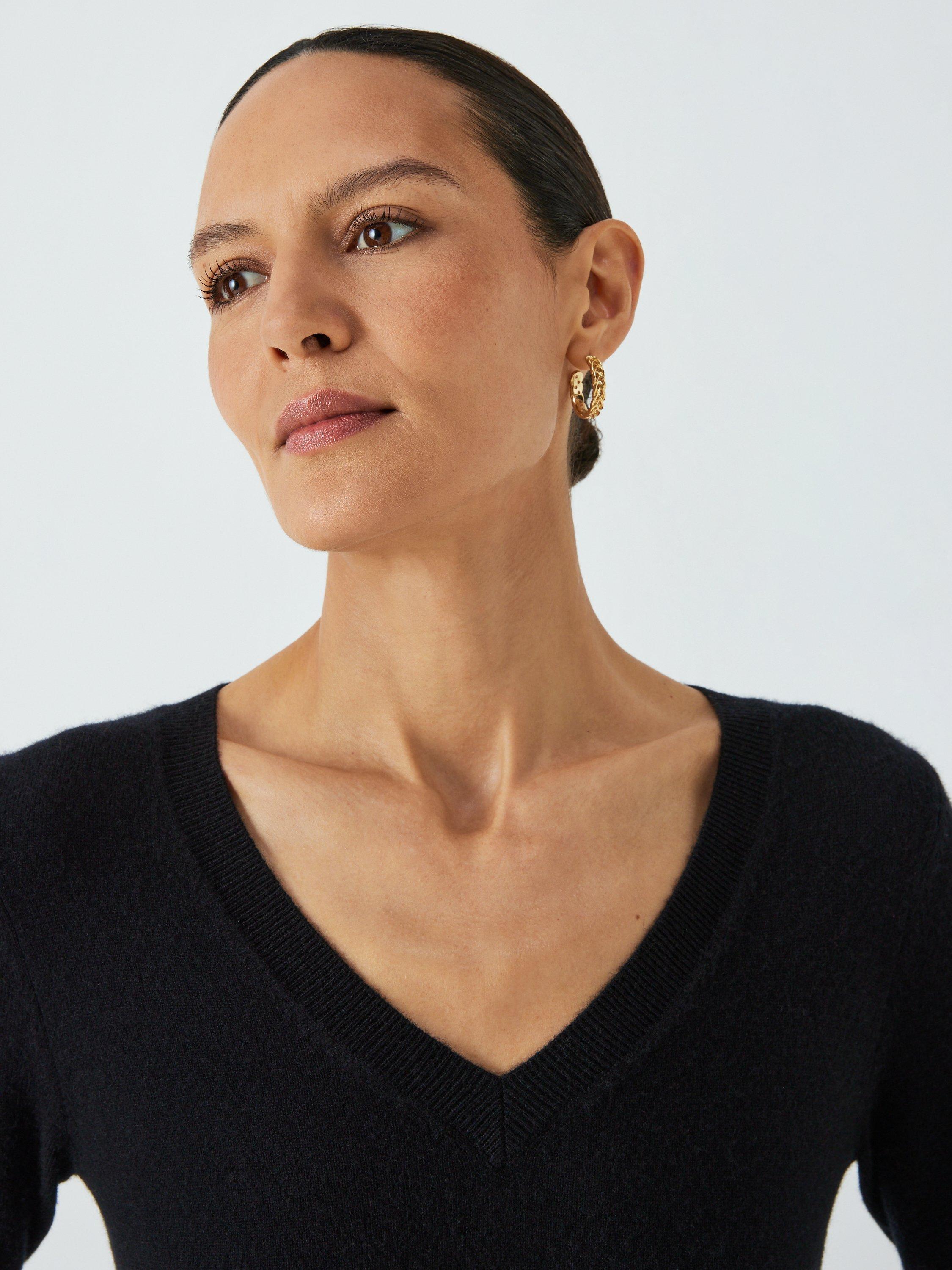 Product image 5 of 6, which shows John Lewis Easy Cashmere V-Neck Jumper, Black, 8