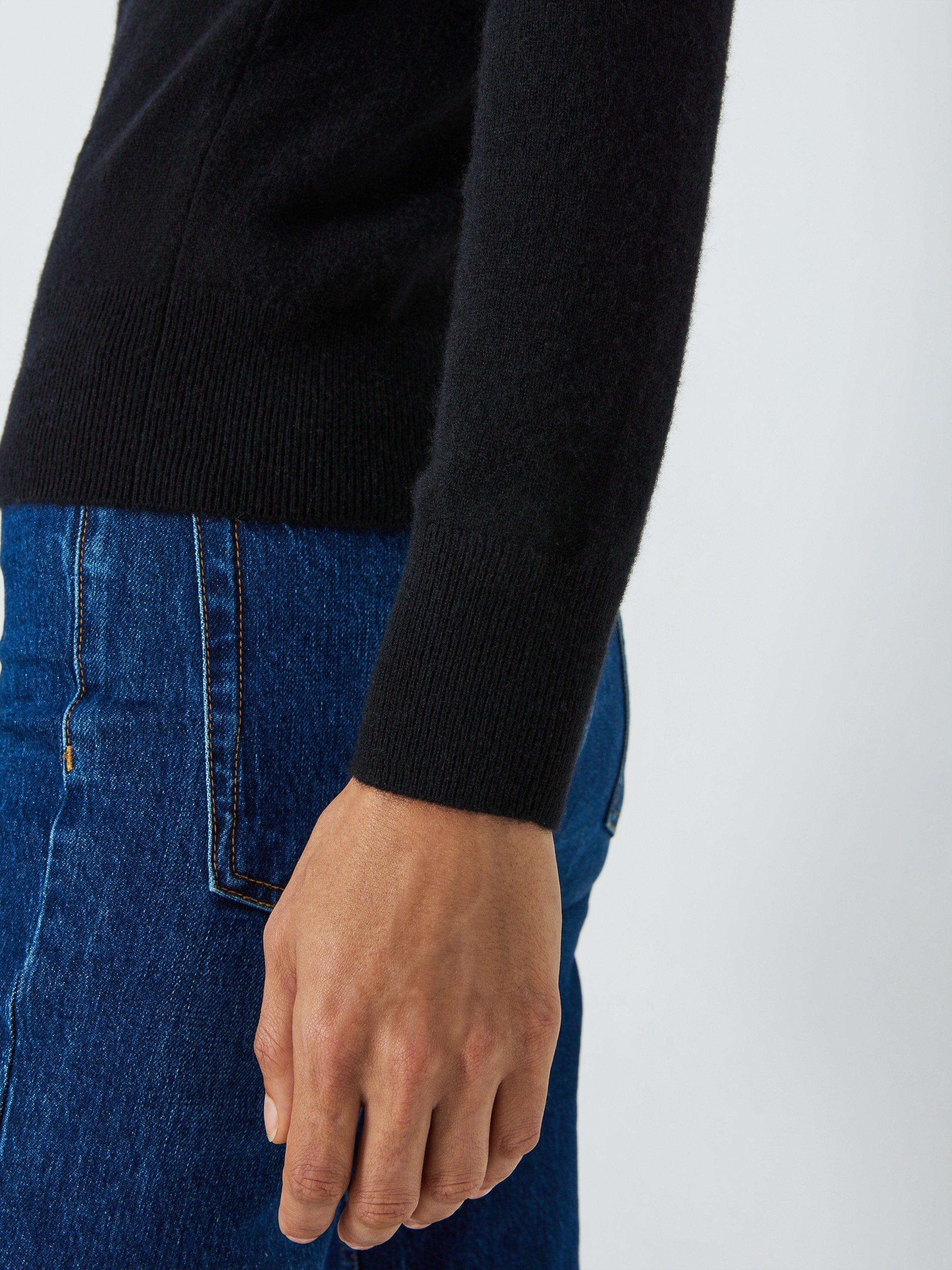 Product image 6 of 6, which shows John Lewis Easy Cashmere V-Neck Jumper, Black, 8