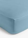 John Lewis Crisp & Fresh Egyptian Cotton Percale 200 Thread Count Fitted Sheet, Lake Blue