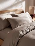 John Lewis Temperature Balancing Cotton 400 Thread Count Deep Fitted Sheet, Latte