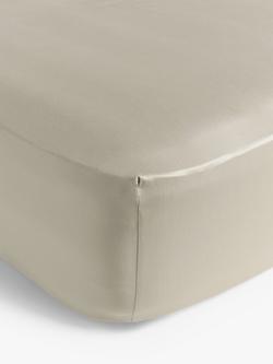 John Lewis Temperature Regulating Cotton 400 Thread Count Fitted Sheet, Latte