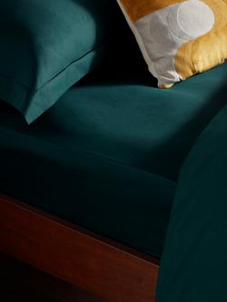 John Lewis Soft & Silky Egyptian Cotton Sateen 400 Thread Count Deep Fitted Sheet - view 2, Teal