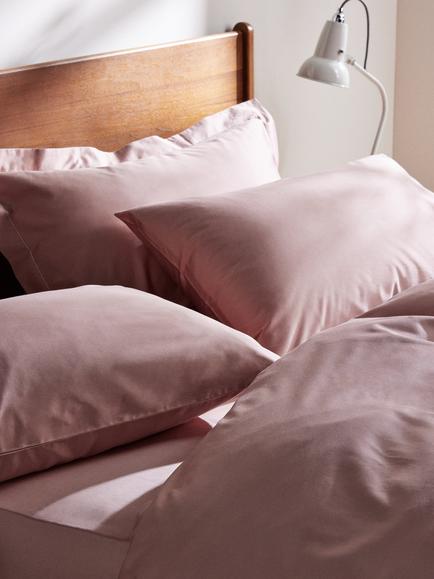 John Lewis Soft & Silky Egyptian Cotton Sateen 400 Thread Count Bedding - view 2, Soft Rosa