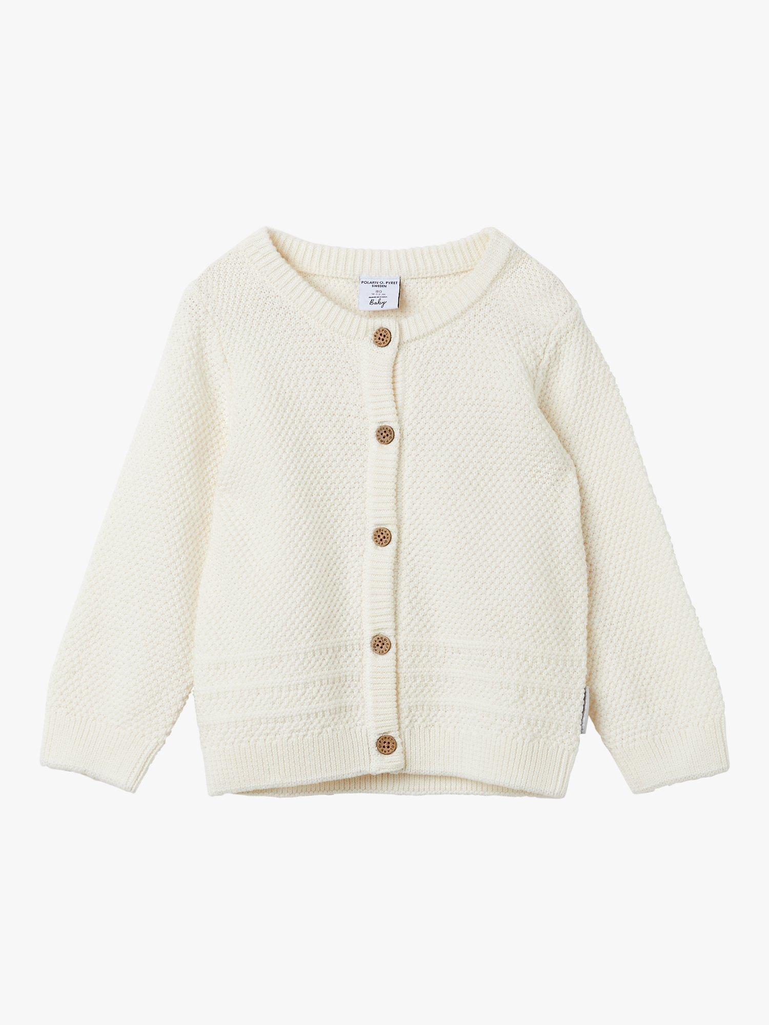 Polarn O. Pyret Baby GOTS Organic Cotton Cardigan, White