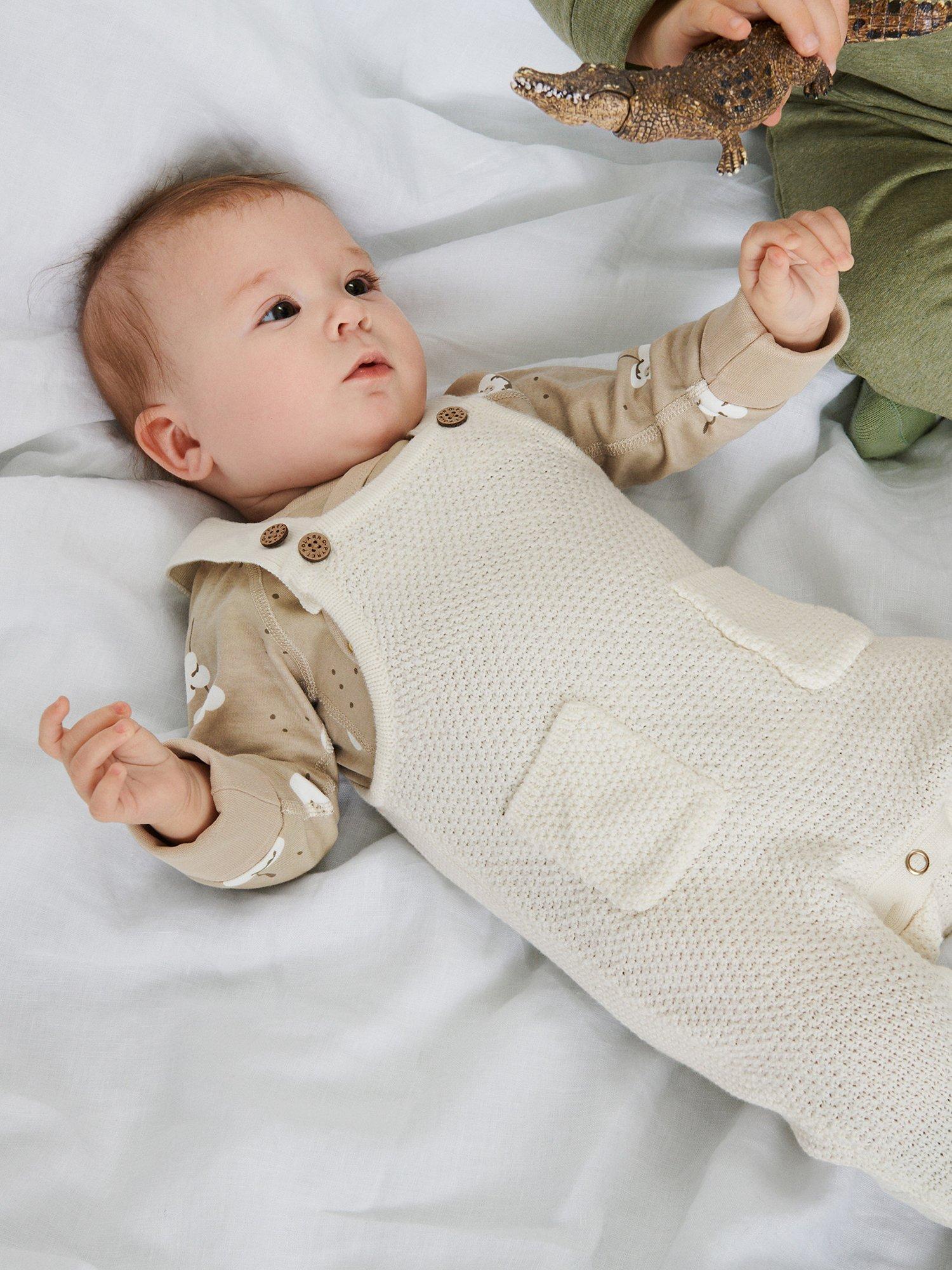 Polarn O. Pyret Baby GOTS Organic Cotton Dungarees, White