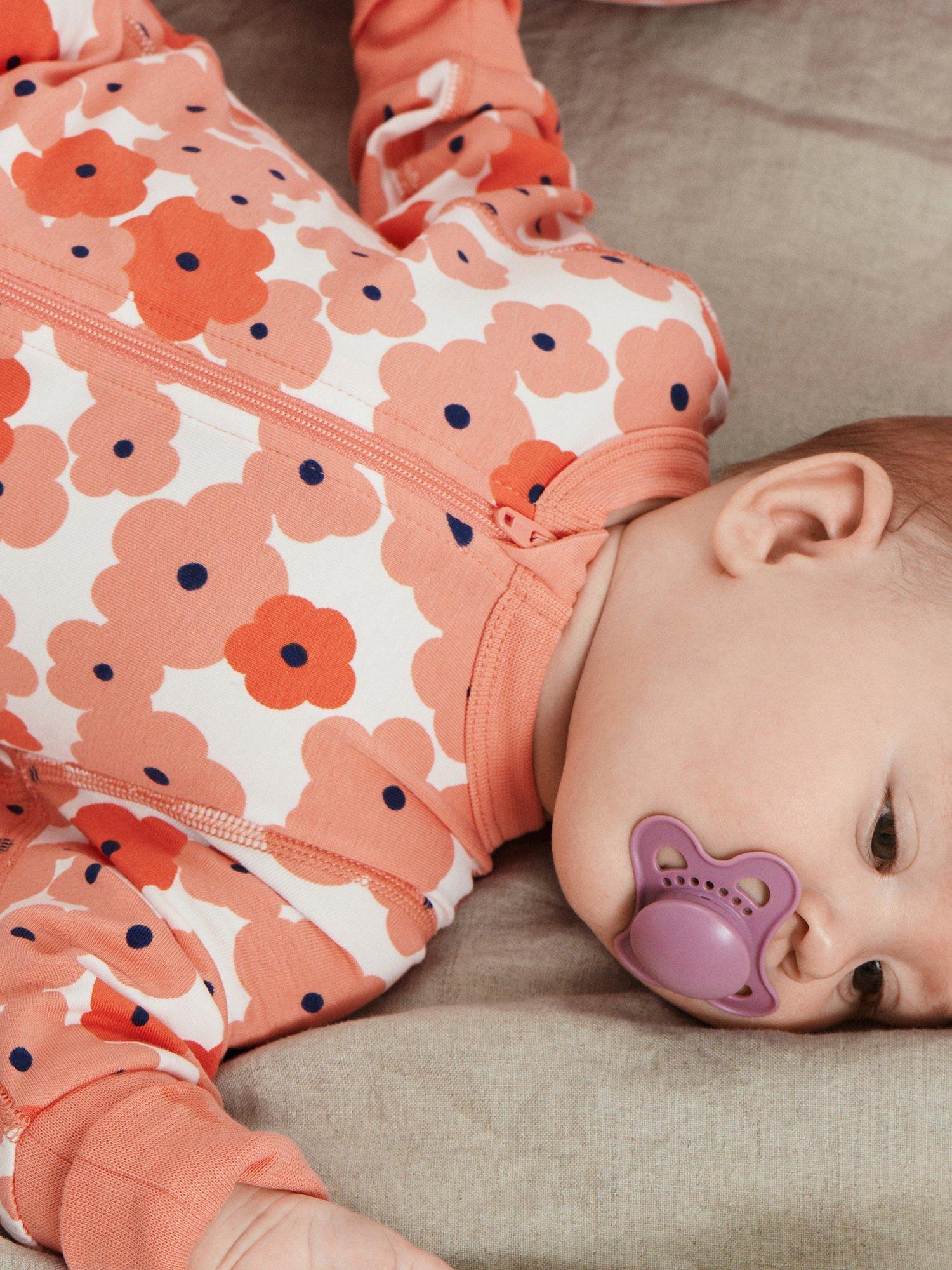 Polarn O. Pyret GOTS Organic Cotton Floral Onesie, Pink/Multi