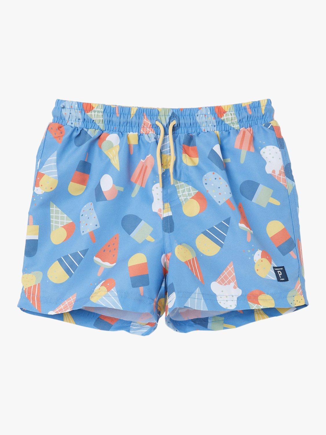 Polarn O. Pyret Kids' UV Ice Cream Print Swim Shorts, Blue/Multi