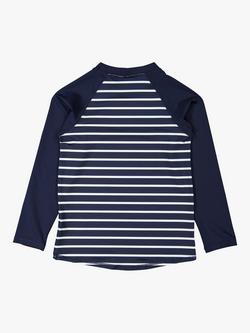 Polarn O. Pyret Kids' UPF50 Stripe Swim Rash Top, Blue/White - view 2, Blue/White