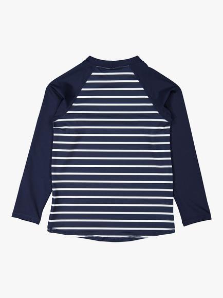 Polarn O. Pyret Kids' UPF50 Stripe Swim Rash Top, Blue/White - view 2, Blue/White