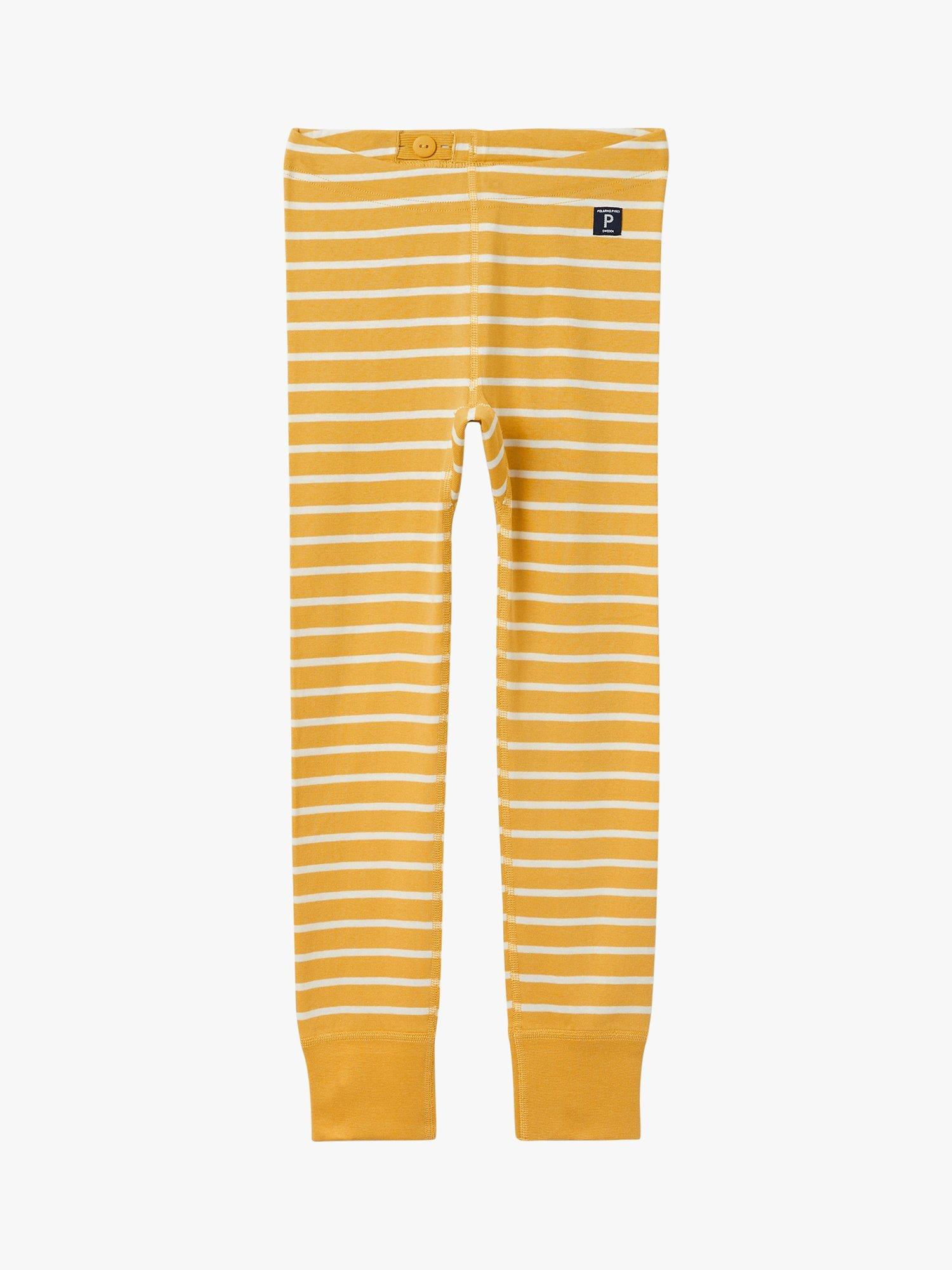 Polarn O. Pyret Kids' GOTS Organic Cotton Stripe Leggings, Golden Apricot
