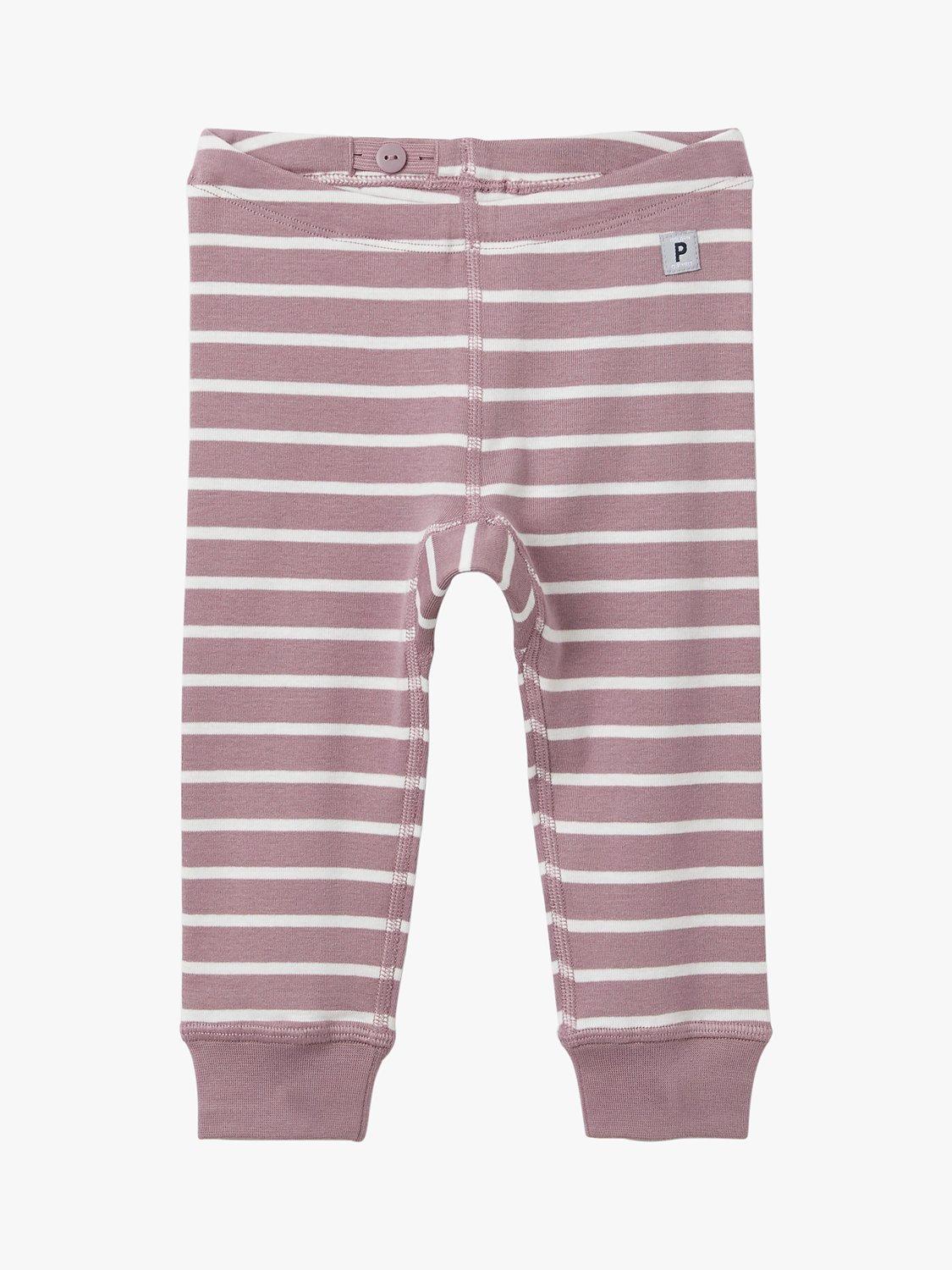 Polarn O. Pyret Baby GOTS Organic Cotton Stripe Leggings, Elderberry