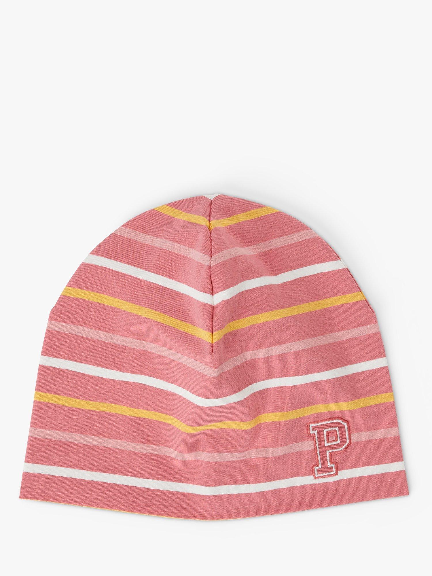 Polarn O. Pyret Baby Organic Cotton Stripe Beanie Hat, Pink
