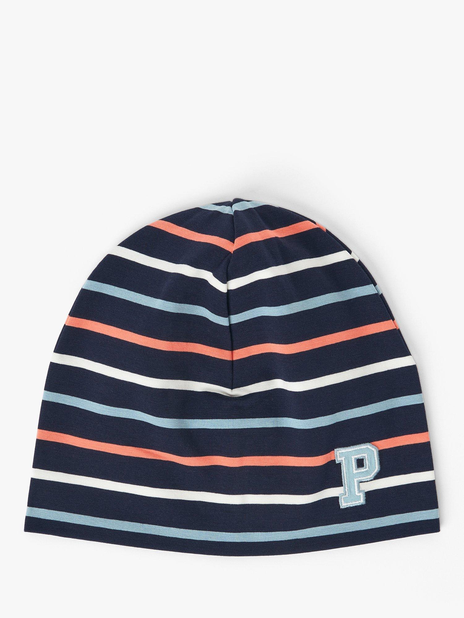 Polarn O. Pyret Baby Organic Cotton Stripe Beanie Hat, Blue