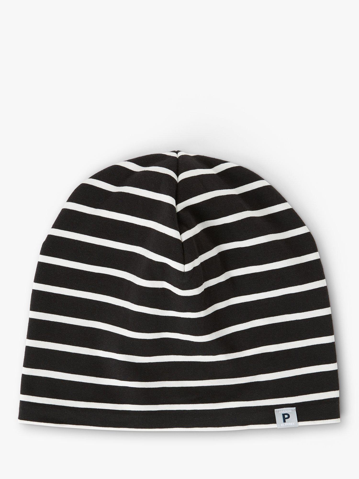 Product image 1 of 1, which shows Polarn O. Pyret Kids' Striped Beanie Hat, Blue/White, 9 months-2 years