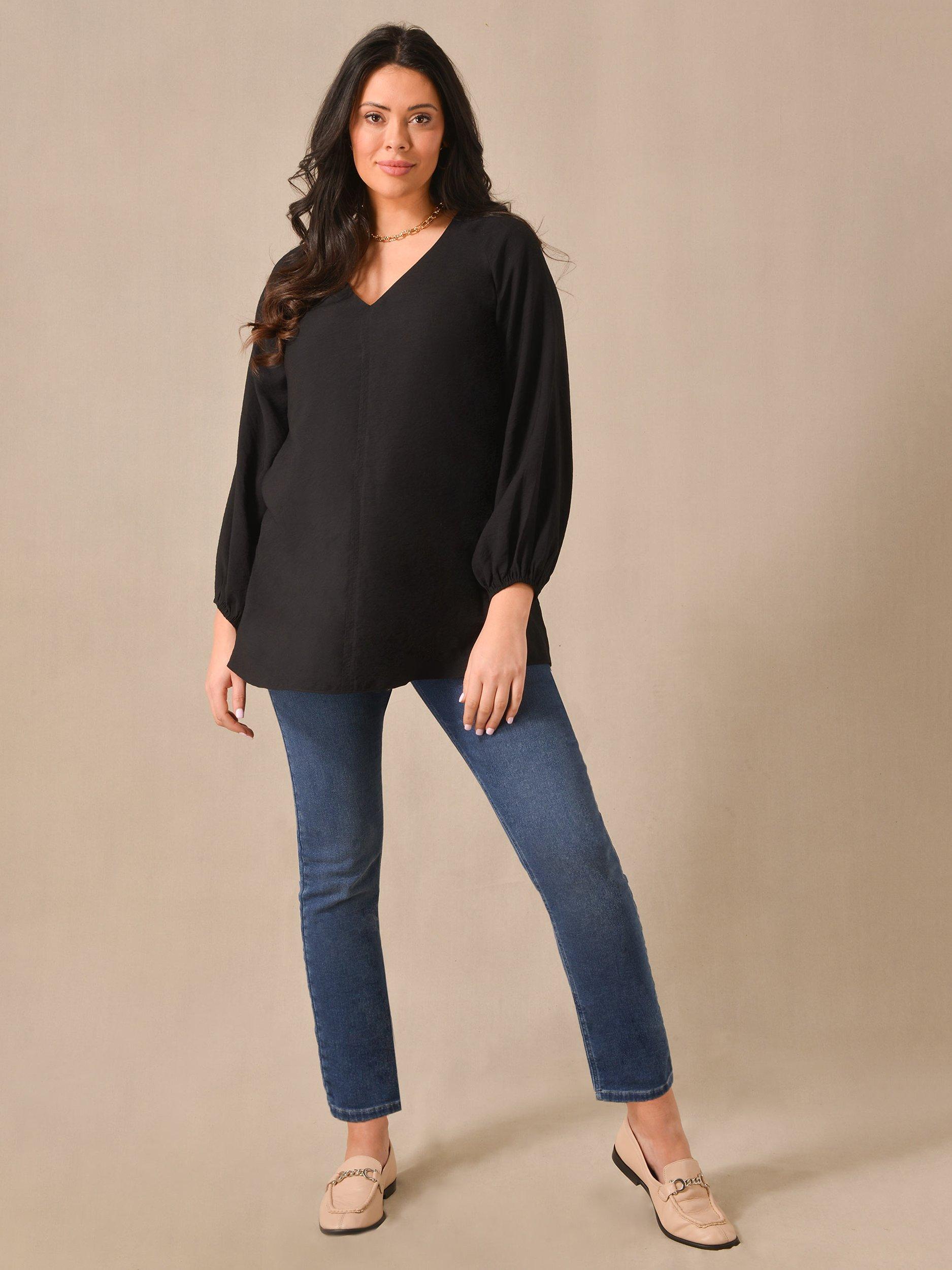 Live Unlimited Curve V-Neck Top, Black