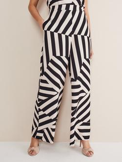 Phase Eight Phillis Diagonal Stripe Trousers, Black/Pink, Black/Pink