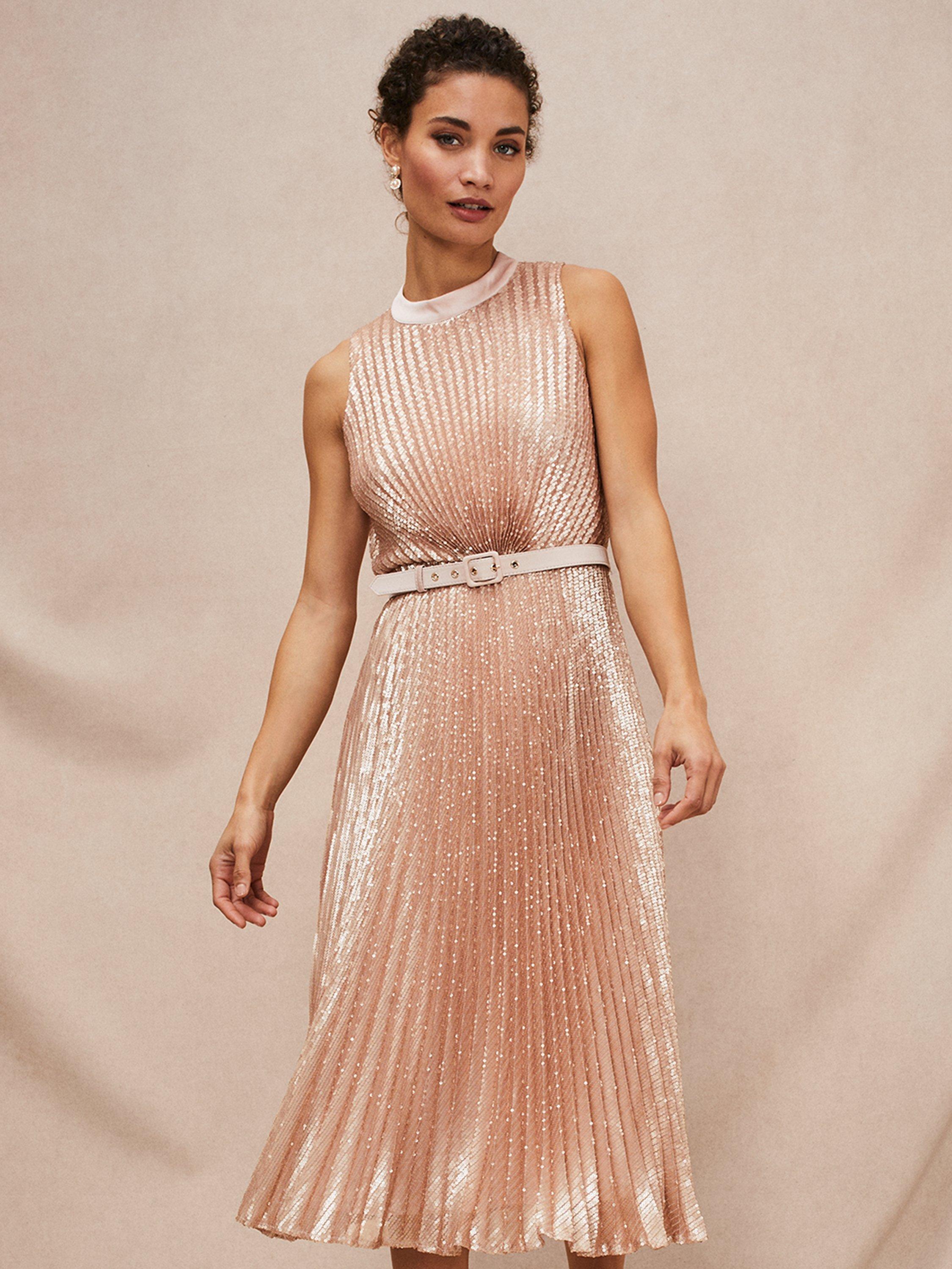 Phase Eight Simara Sequin Dress Rose Gold