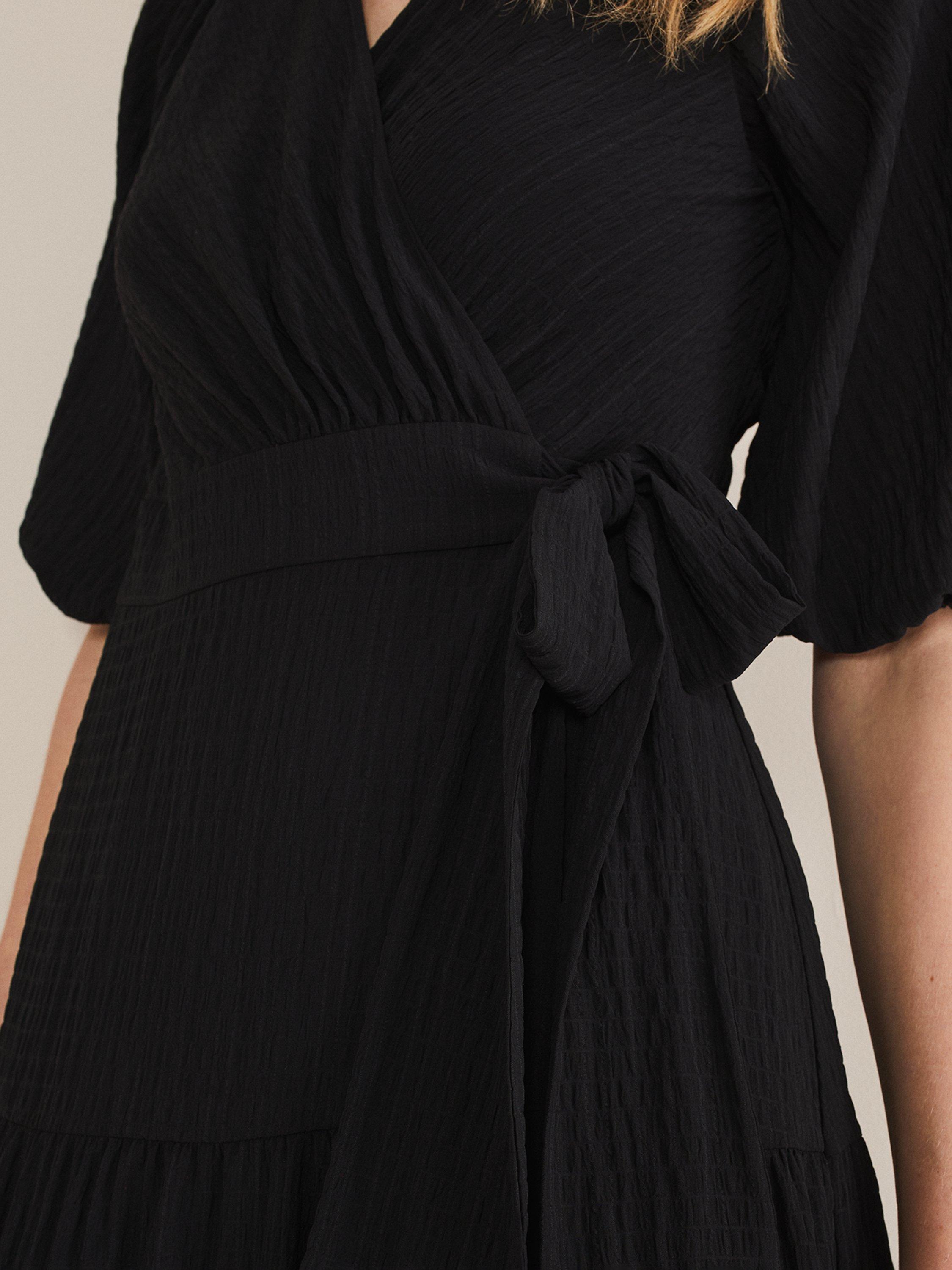 Phase Eight Morven Wrap Midi Dress, Black, 6