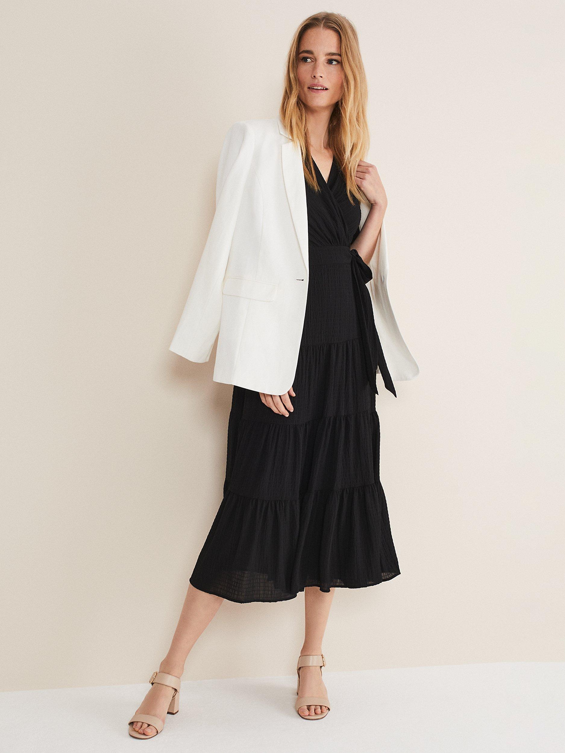 Phase Eight Morven Wrap Midi Dress, Black, 6