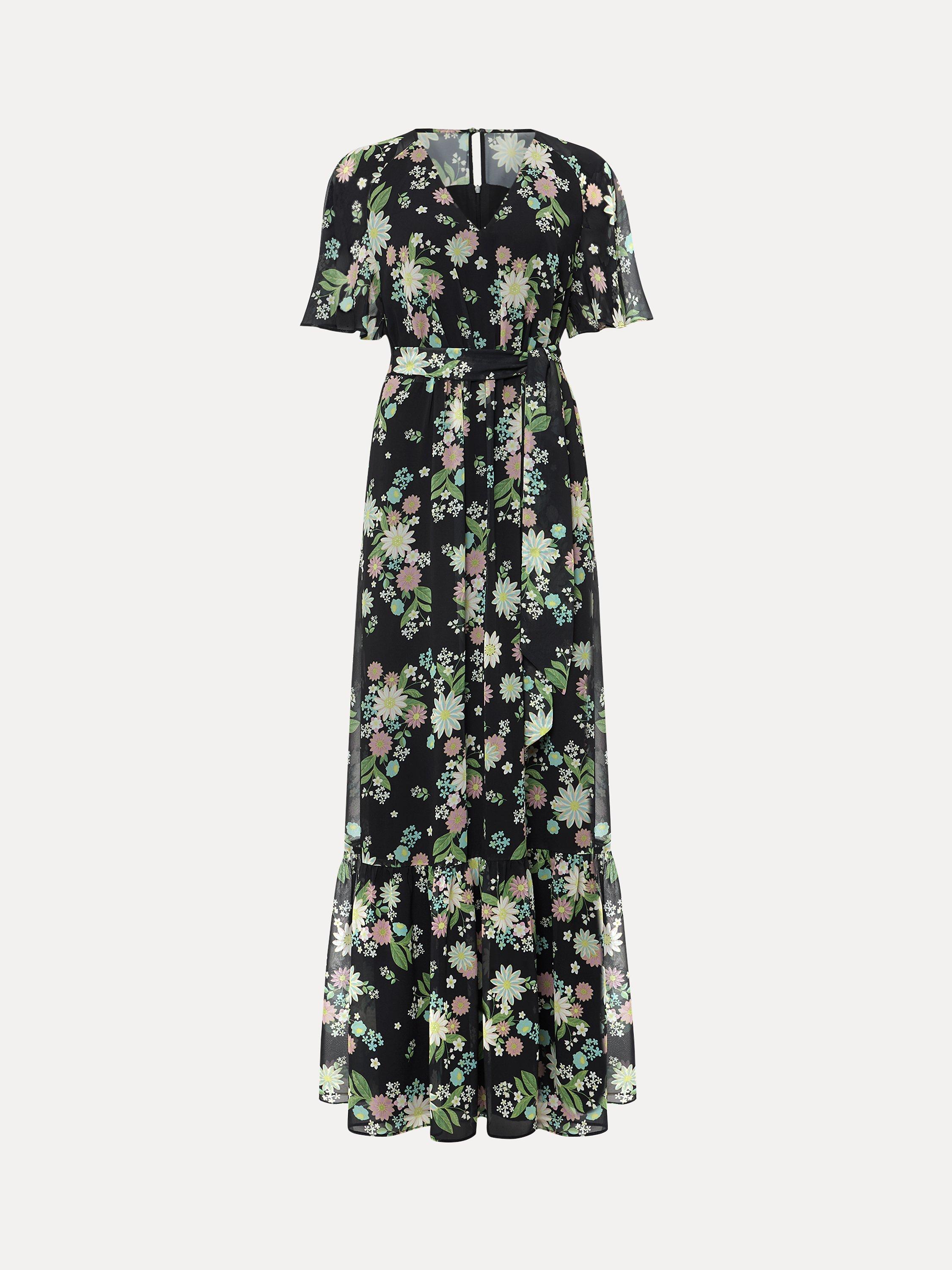 Product image 5 of 7, which shows Phase Eight Georgie Tiered Floral Maxi Dress, Navy/Multi, 12