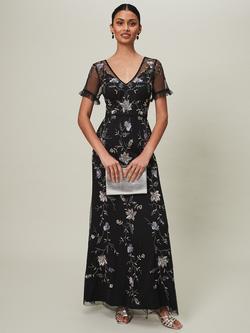 Phase Eight Sierra Sequin Maxi Dress, Black/Multi, Black/Multi