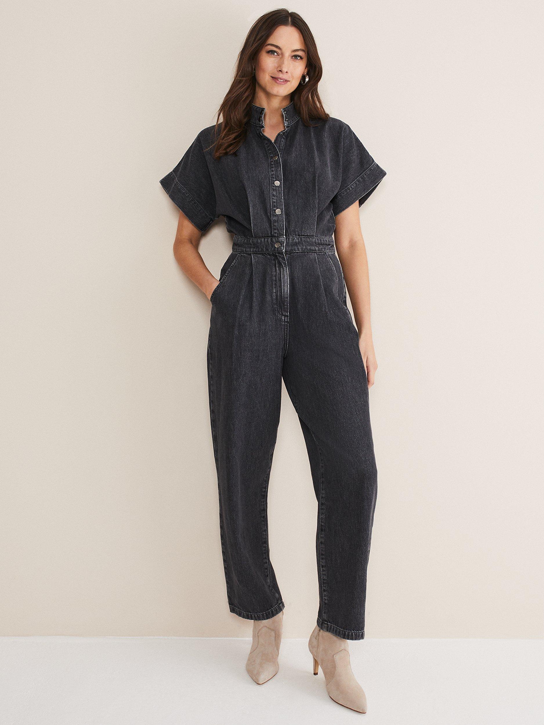 Phase Eight Tilda Denim Jumpsuit, Washed Black