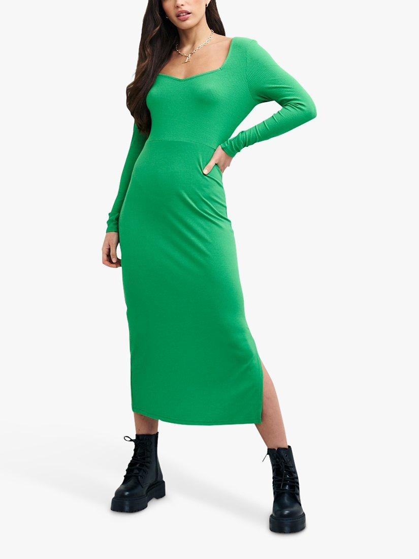 Nobody's Child Lennox Ribbed Bodycon Midi Dress, Green