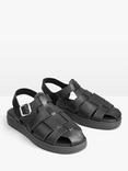 HUSH Brisa Flat Leather Sandals, Black