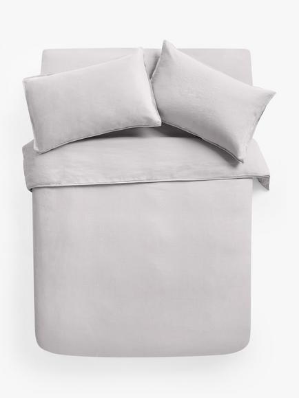 John Lewis Washed Linen Bedding, Pale Grey