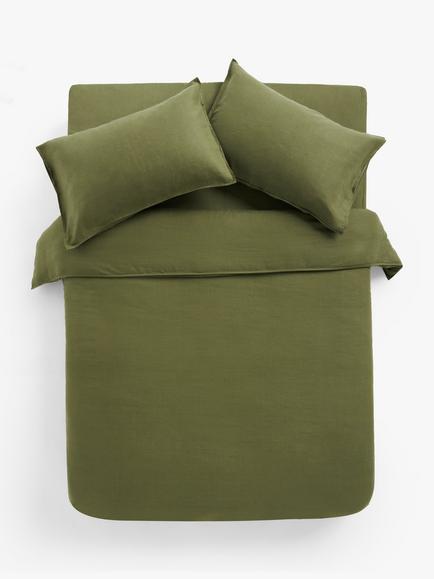 John Lewis Washed Linen Bedding, Avocado Green