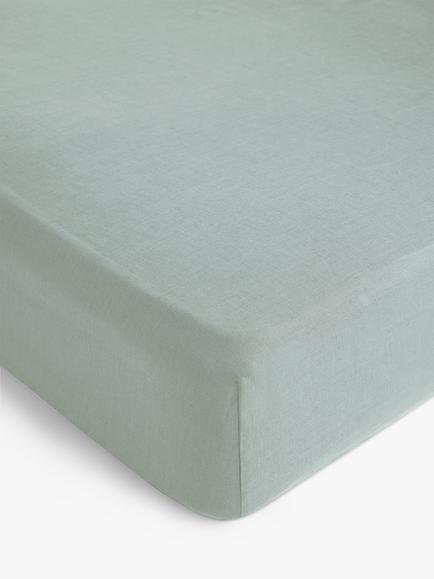 John Lewis Washed Linen Fitted Sheet, Sage Green