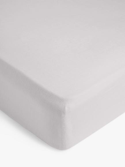John Lewis Washed Linen Fitted Sheet, Pale Grey