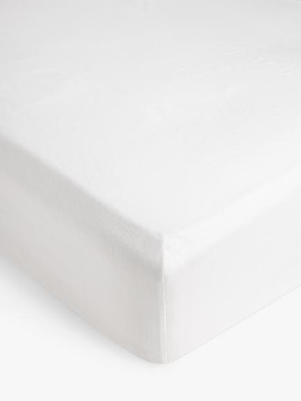 John Lewis Washed Linen Fitted Sheet, Oyster White