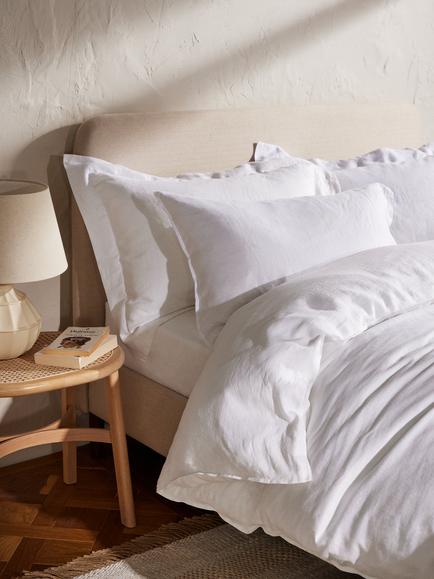 John Lewis Washed Linen Flat Sheet - view 2, Oyster White