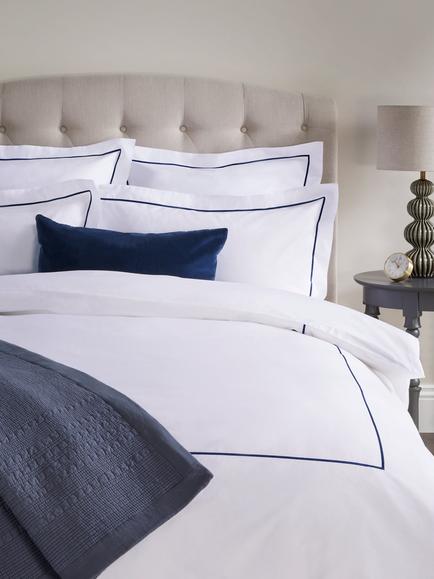 John Lewis Harlow Egyptian Cotton Percale Bedding, 400 Thread Count - view 2, Navy