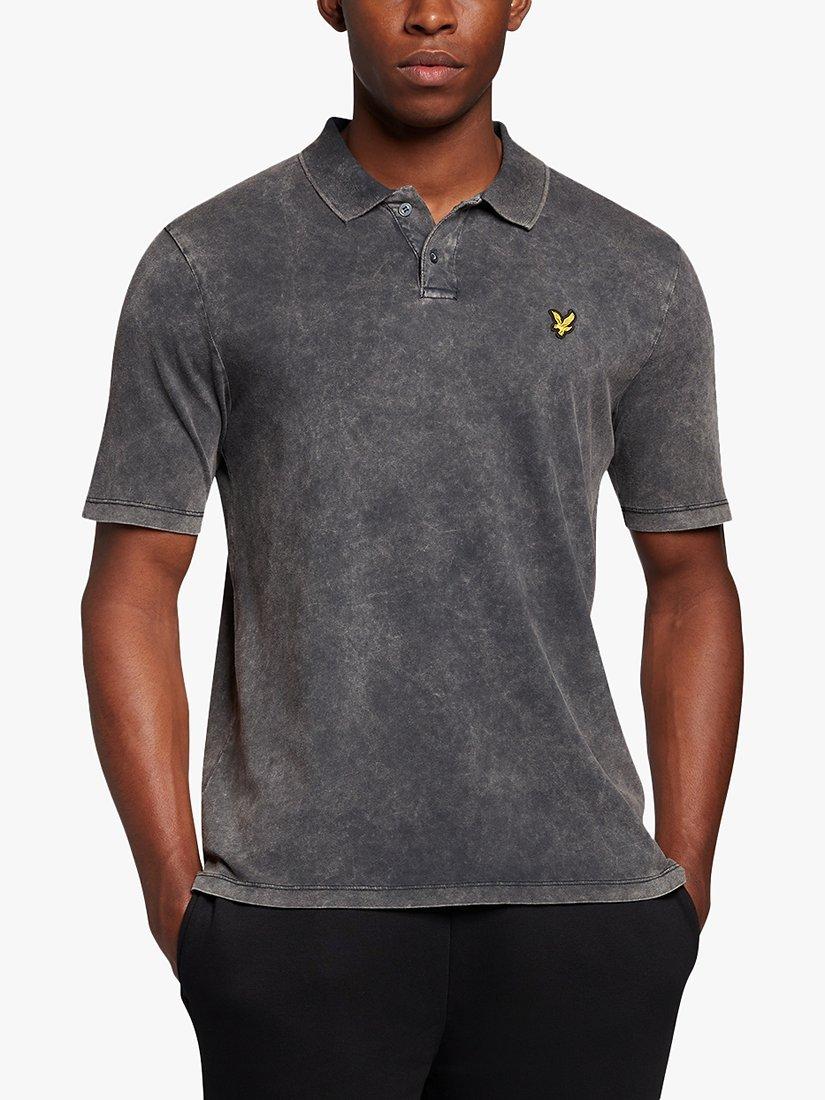 Lyle & Scott Short Sleeve Salt Wash Polo Top, Jet Black