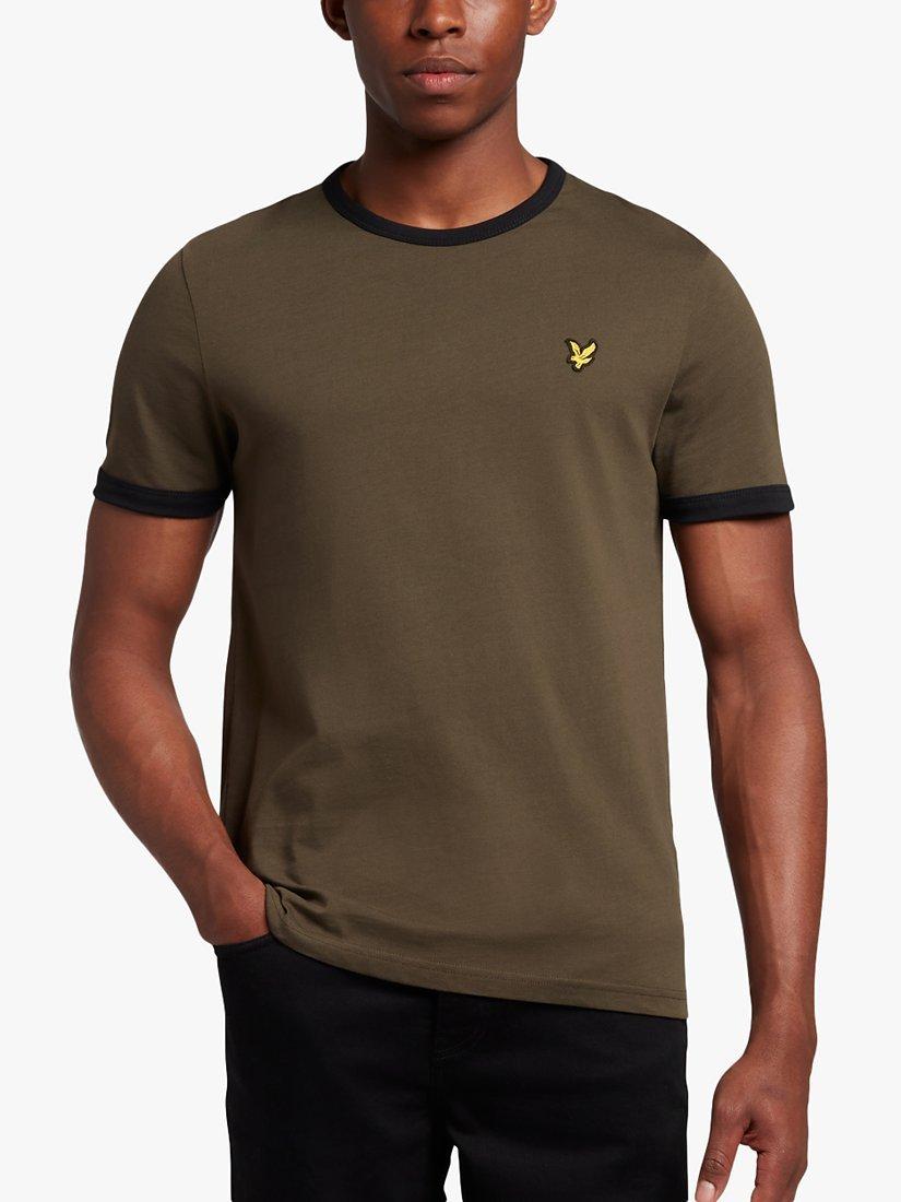 Lyle & Scott Ringer T-Shirt, Olive/Jet Black, XS