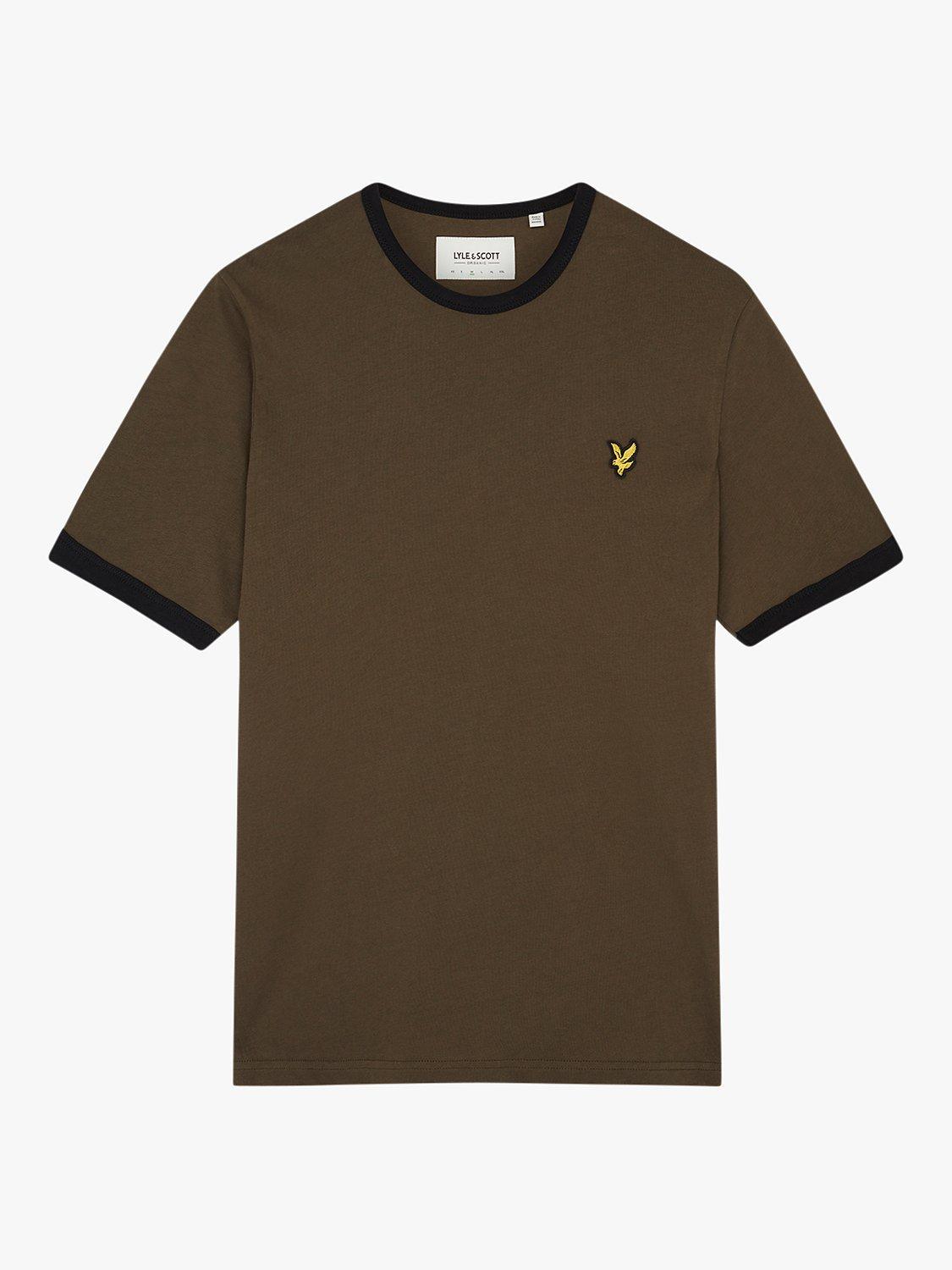 Lyle & Scott Ringer T-Shirt, Olive/Jet Black, XS