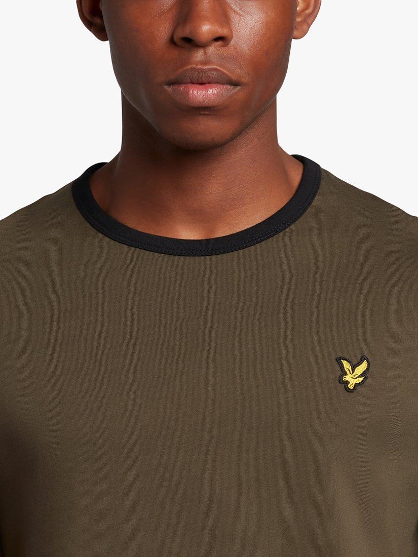 Product image 4 of 4, which shows Lyle & Scott Ringer T-Shirt, Olive/Jet Black, XS