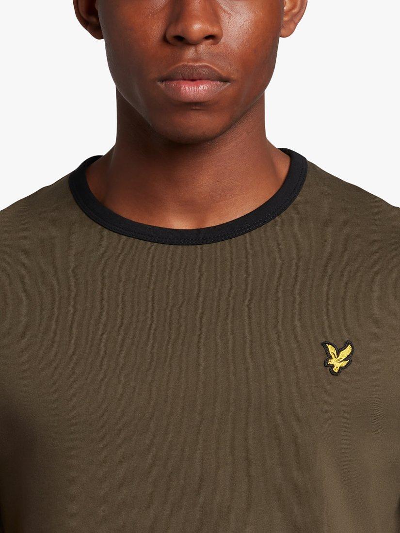 Lyle & Scott Ringer T-Shirt, Olive/Jet Black, XS