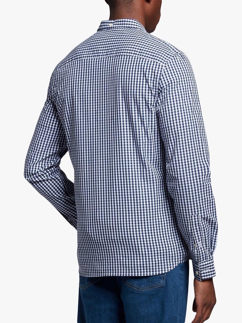 Product image 2 of 5, which shows Lyle & Scott Slim Fit Long Sleeve Gingham Shirt, Navy/White, XS