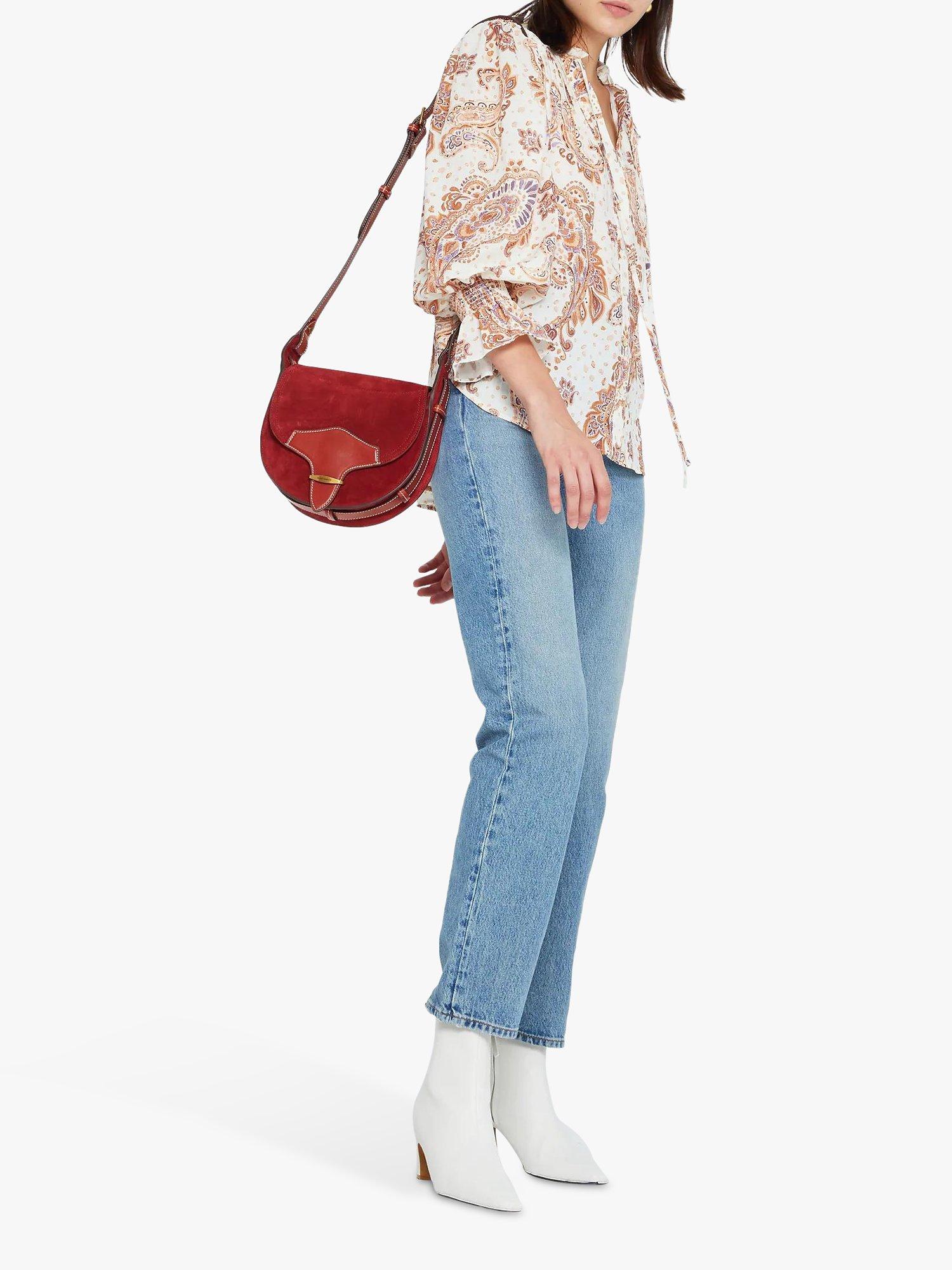 Product image 3 of 3, which shows o.p.t Rosa Long Sleeve Blouse, Orange/Multi, M