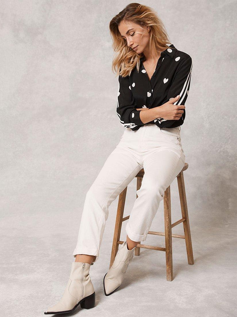 Mint Velvet Bella Print Striped Shirt, Black