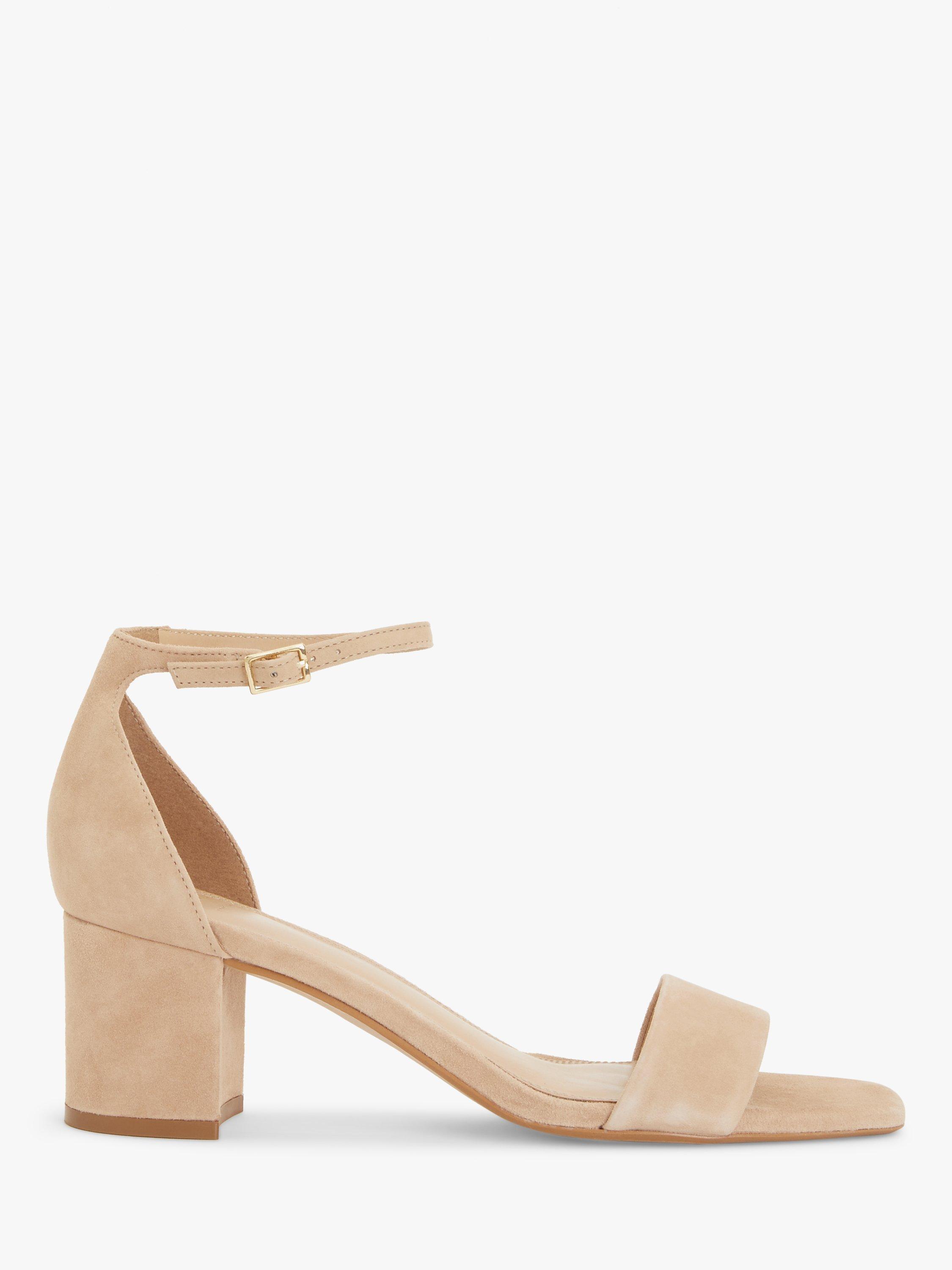John Lewis Marvelous Leather Block Heel Sandals, Beige, 5