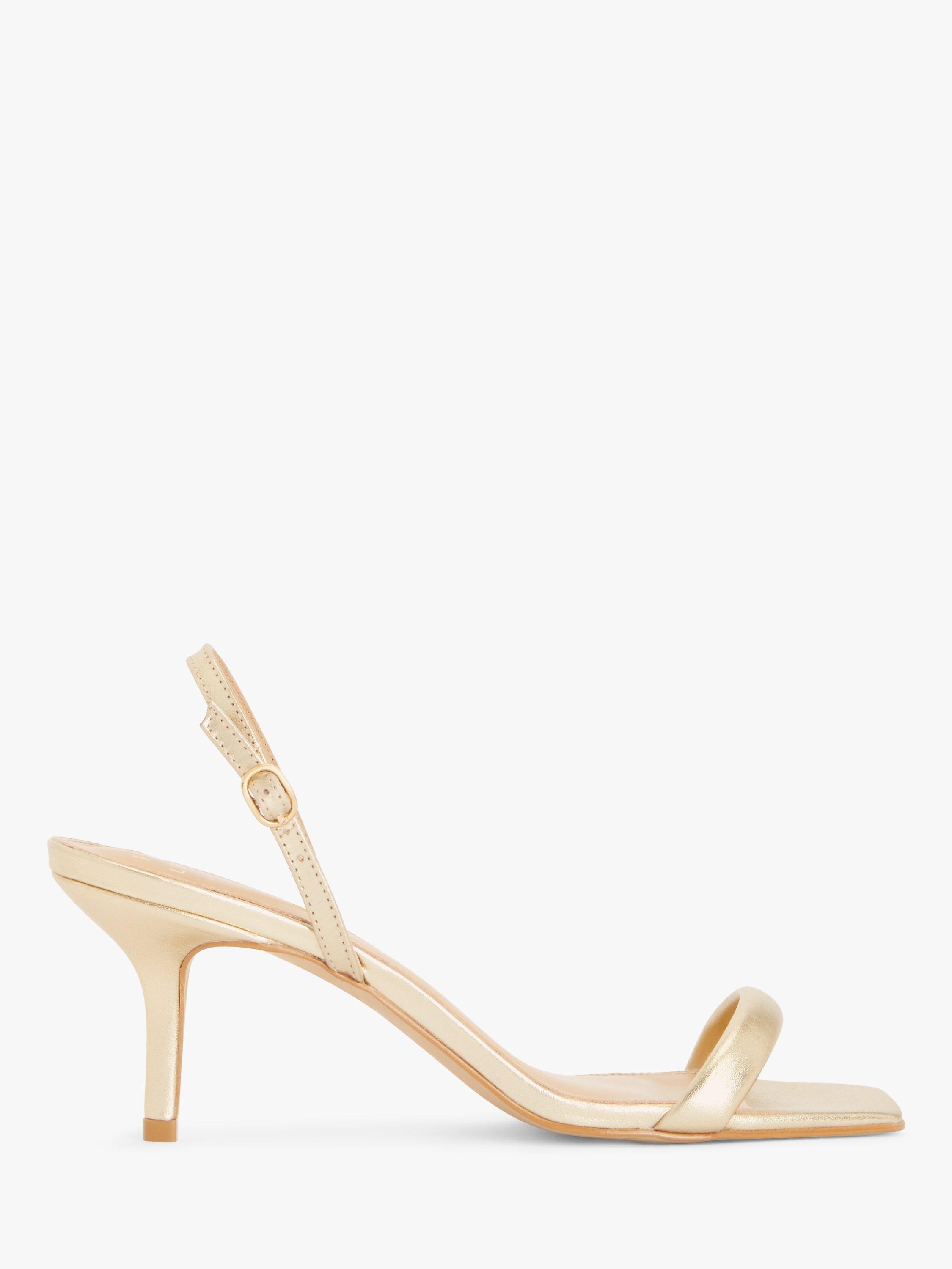 John Lewis Magnificent Leather Mid Heel Stiletto Sandals, Gold