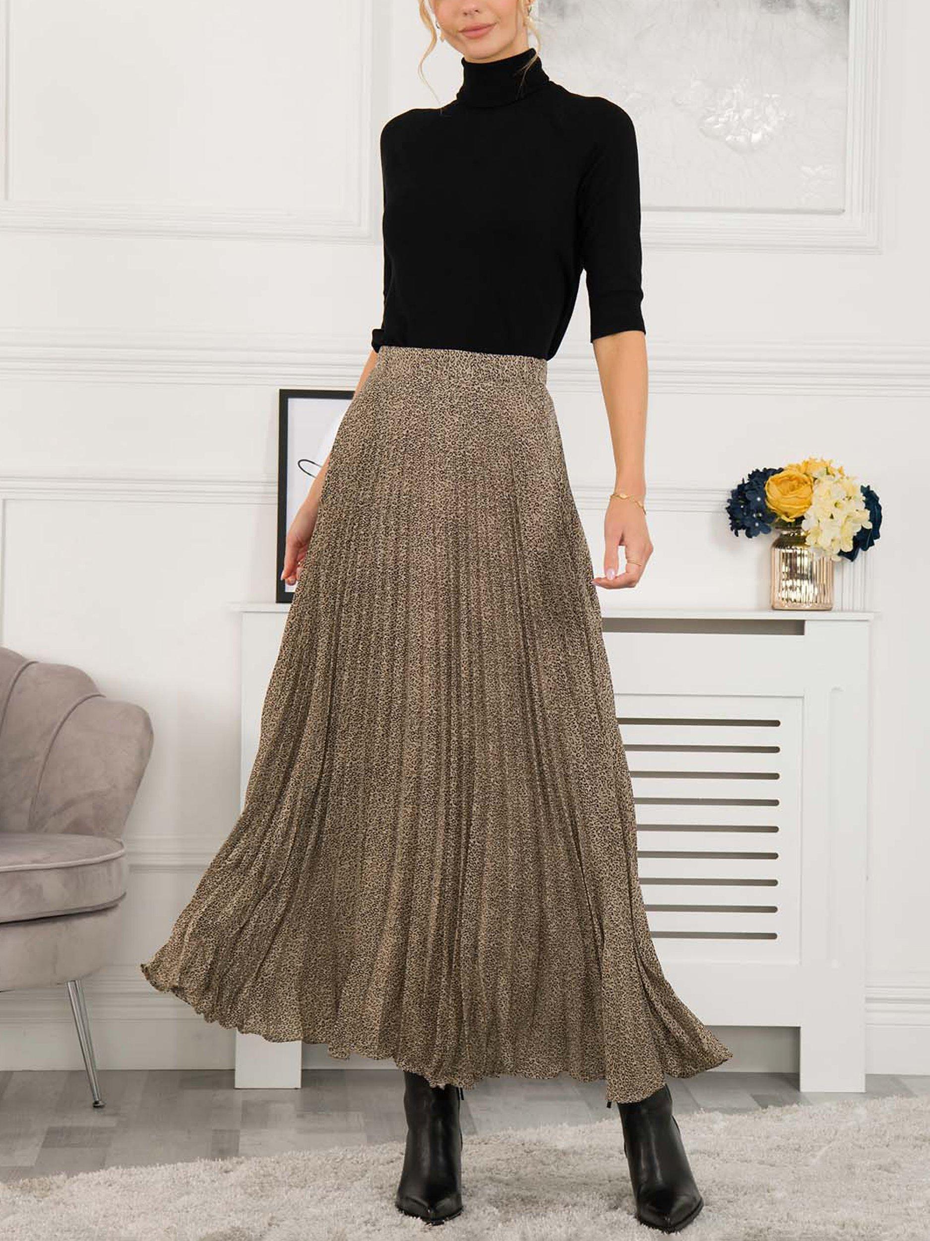 Jolie Moi Sonia Pleated Midi Skirt, Light Khaki