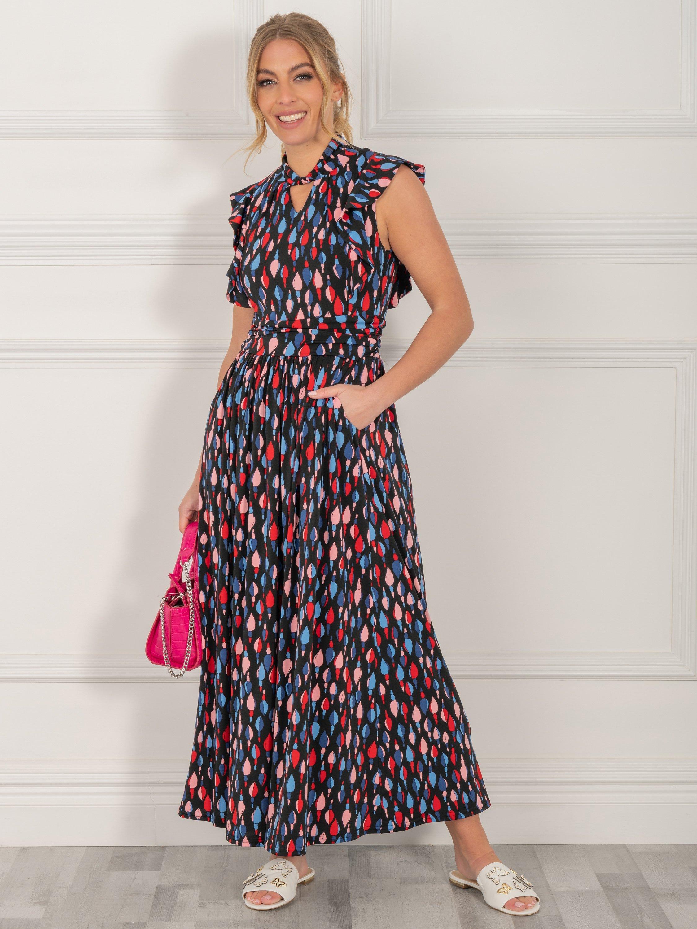Jolie Moi Doris Frill Maxi Dress, Navy