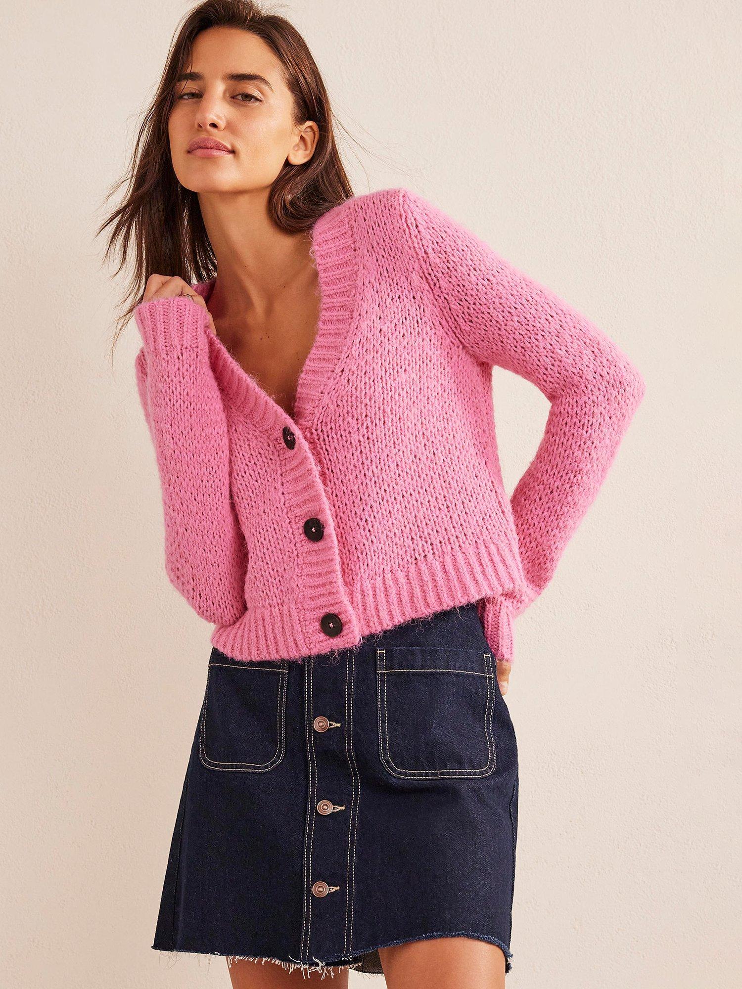 Boden Open Stitch Cardigan, Candy Floss Pink