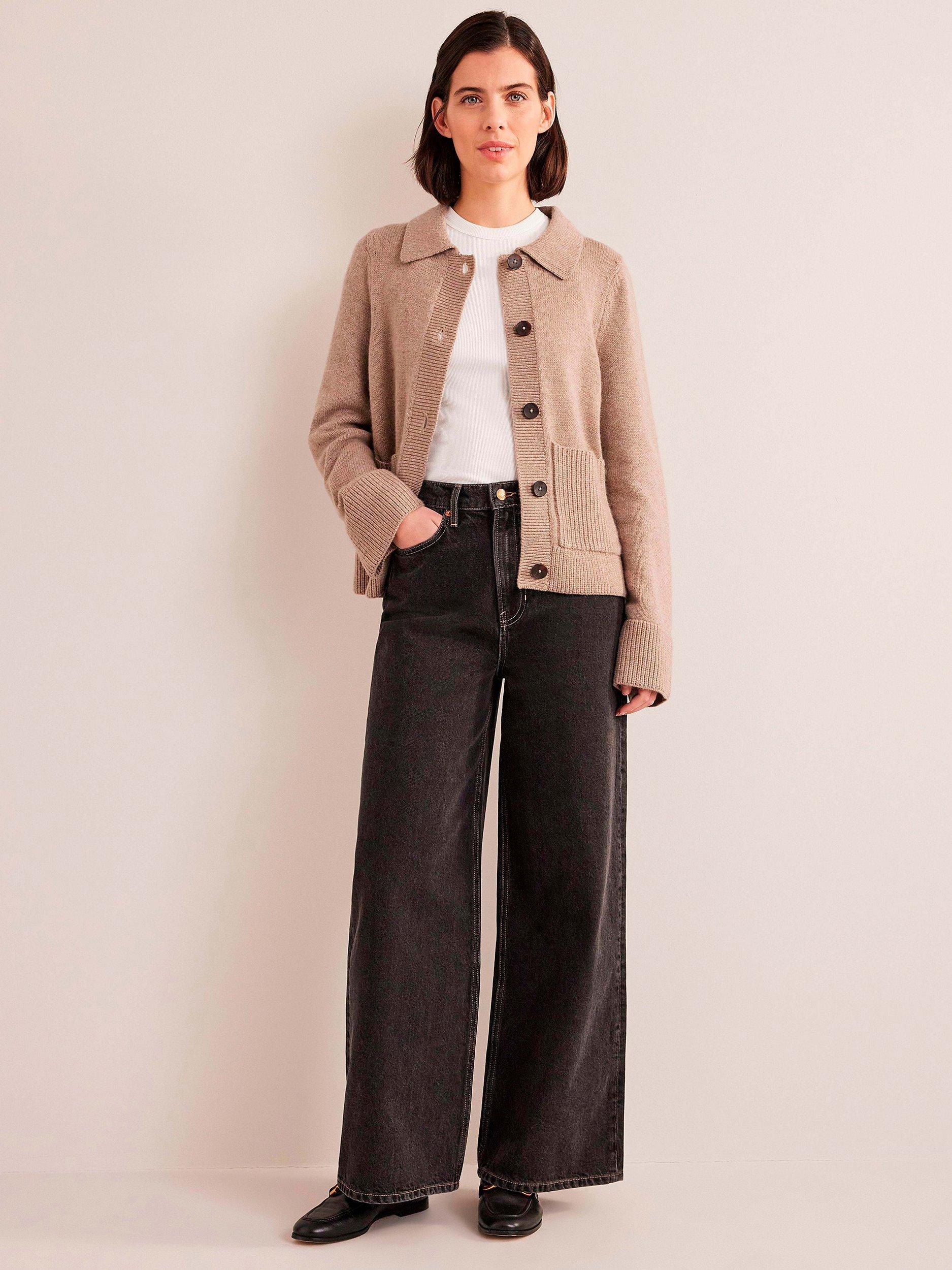 Boden Mid Rise Slouch Wide Leg Jeans, Washed Black