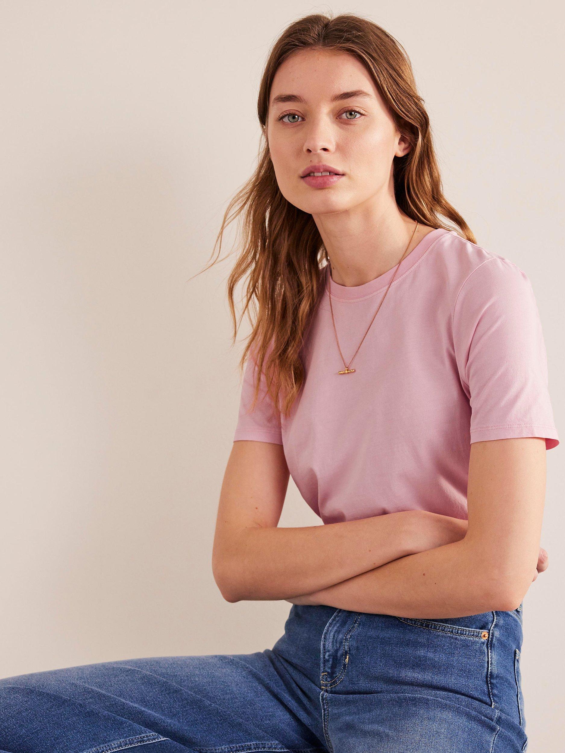 Boden Vegetable Dyed Crew T-Shirt, Pink